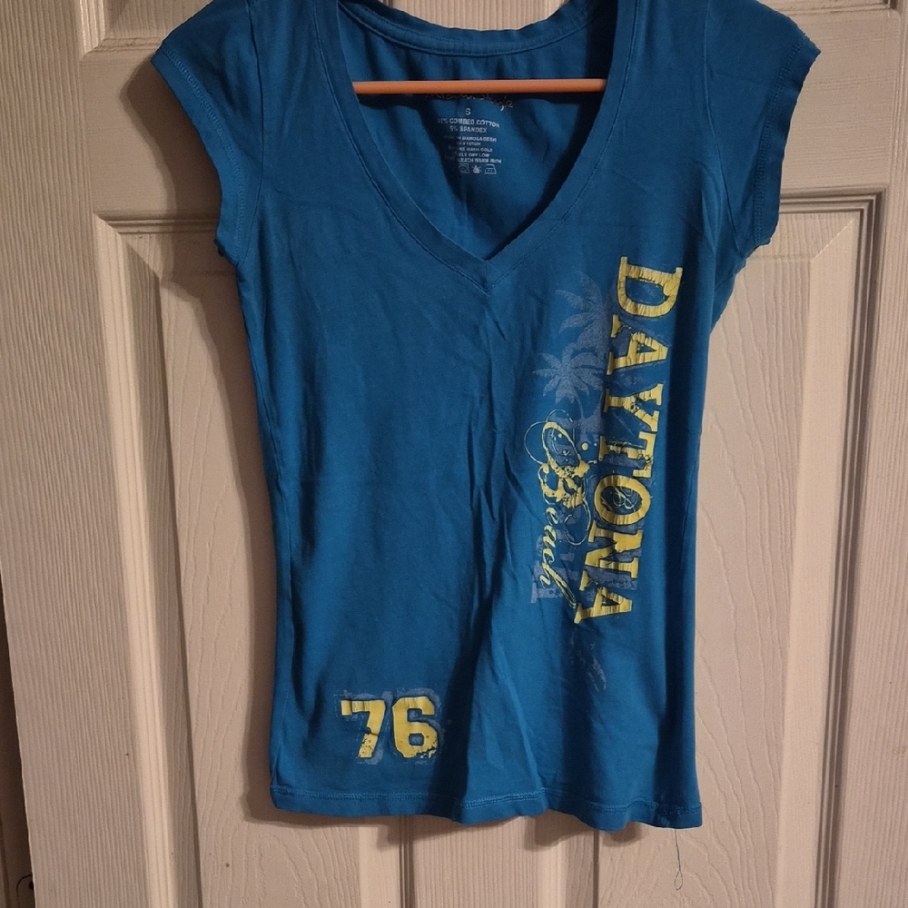 Daytona Beach Blue V-Neck Women's Tee